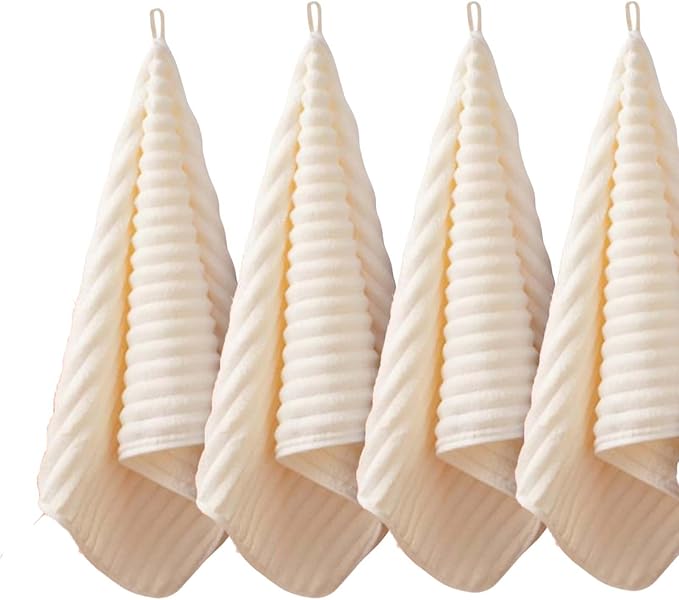 4PCS Beige Microfiber Hand Towels for Bathroom Christmas Decorations Quick Dry Small Towel Set Bathroom Kitchen 14 x29.6inch