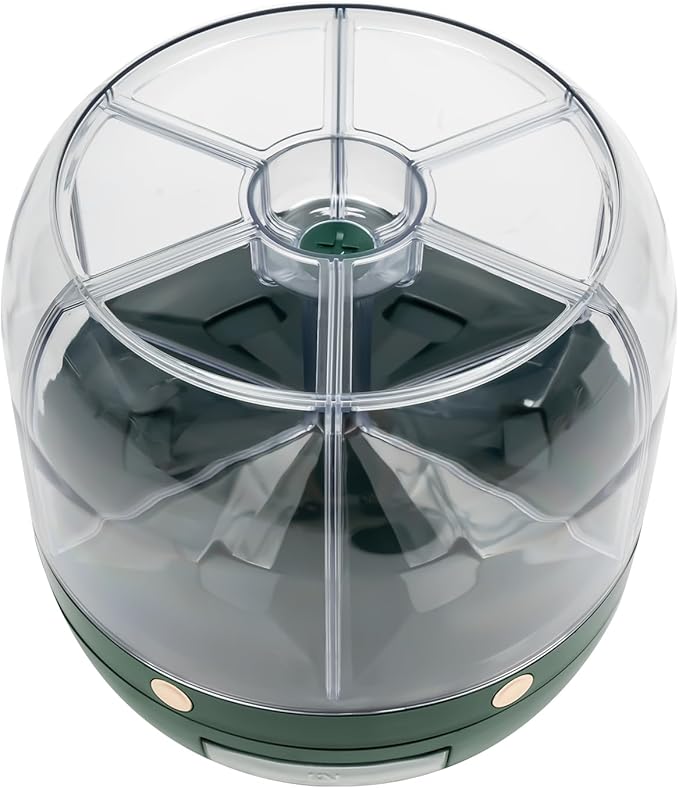 360° Rotating Grain Dispenser With 6 Grids, 13.2lbs Large Capacity Grain Dispenser Rotating Kitchen Storage Containers With Sealed Lid For Peanut Barley Millet And Cereal (Green, 13.2 lbs)