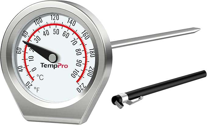 TempPro Dial Instant Read Meat Thermometer for Cooking, Grill Food Thermometer with Glass Lens, Portable Kitchen Thermometer for Liquid, Steak, Turkey Temp Checking (Previously ThermoPro)