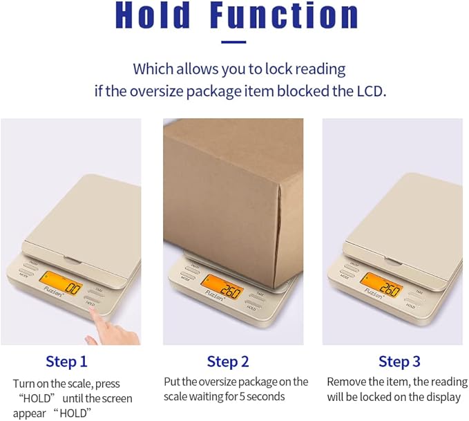 Fuzion Shipping Scale, 86 lb/0.1oz Digital Postal Scale for Packages, Hold and Tare, Postage Scale, Mail Scale, Shipping Scale for Small Business, LCD Display, Battery & AC Adapter