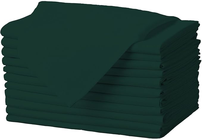 Gee Di Moda Cloth Napkins - 17 x 17 Inch Hunter Green Dinner Napkins - Set of 12 Soft & Absorbent Washable Fabric Cloth Table Napkins with Hemmed Edges for Hotel Restaurant, Holiday Parties & Wedding