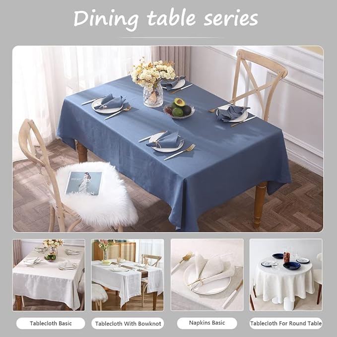 Simple&Opulence Textured Tablecloth 100% Linen Table Cloth, Kitchen Dinning Tabletop Decoration, for Outdoor and Indoor Use (Classic Blue, 54"×72")