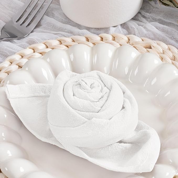 MLMC 4 Pack Ivory Cloth Napkins Rustic Washable Cotton Linen Napkins Set of 4 17"x17" Reusable Dinner Napkins Cloth for Wedding Party Gathering Everyday Use Events Decor