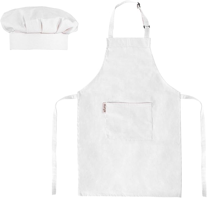 Adjustable Apron and Chef Hat Set for Cooking and Baking - Off White