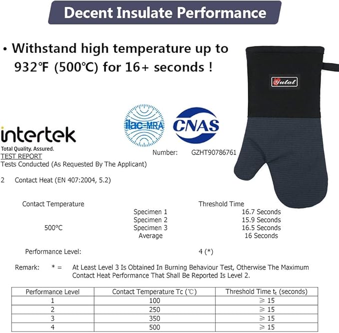 Yutat Oven Gloves, Oven Mitts Heat Resistant 550 Degrees - Made with Quilted Lining and Soft Cotton Lining, Protect Your Hand Professionally During Baking,BBQ and Cooking - 1 Pair 14 Inch Navy