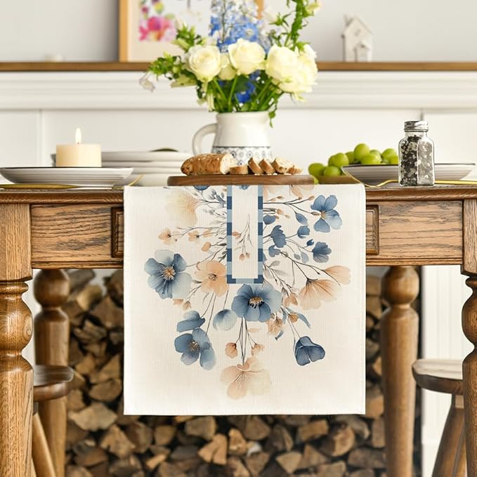 Artoid Mode Bloom Flowers Floral Weeds Spring Table Runner, Seasonal Summer Kitchen Dining Table Decoration for Home Party Decor 13x48 Inch