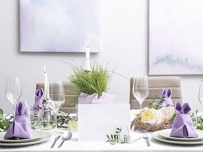 Lavender Cloth Napkins Set of 12, 100% Cotton Napkins, Purple Napkin for Dinner, Table Decorations for Spring Easter,Thick,Soft,Comfortable and Reusable 18"x18"（Lavender）