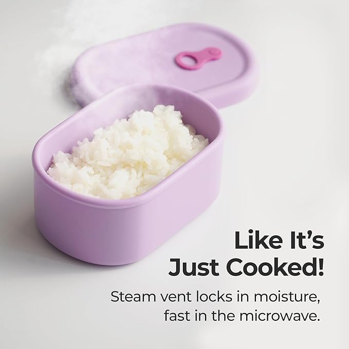 Premium Korean-Made Silicone Airtight Food Container with Steam Vent – BPA Free, Leakproof, Microwave & Freezer Safe Meal Prep. & Leftovers Storage (Violet, 4p Multi-Size Set)