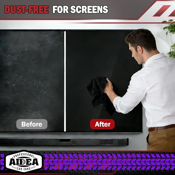 AIDEA Microfiber Cleaning Cloth Black 10PK, Microfiber Towels for Cars, Premium Wash Cloths, Dusting Cloth Lint Free Cleaning Rags for SUVs, House, Kitchen, Window, Cleaning Supplies12×12"