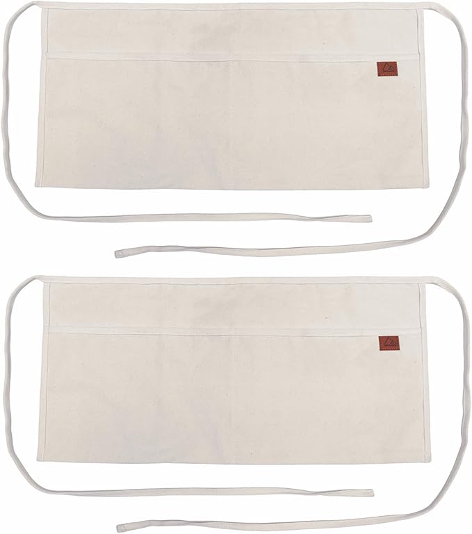 2 Pocket Canvas Work Waist Apron Unisex Tool Utility Apron Tool Belt Woodworkers Artists