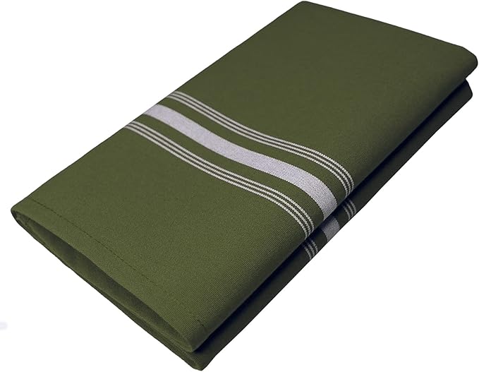 Bistro Stripe Cloth Napkins Set of 12 Pack, Dinner Napkins Cloth Washable 18 * 22 Inches, MJS Commercial Quality, Reusable Table Napkins Cloth, Non-Iron, No Fade, Sage Green White Stripes