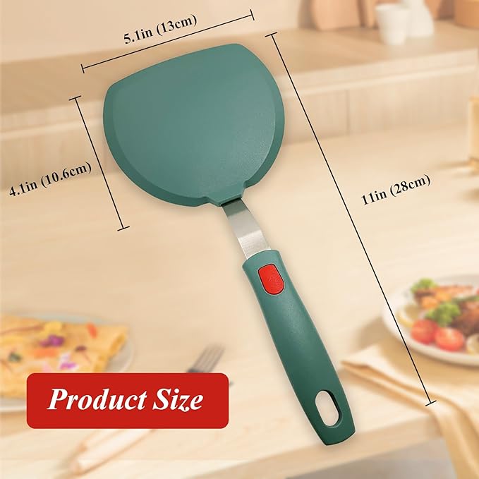 Silicone Spatula Turner Set of 2, Heat Resistant Pancake Spatulas for Nonstick Cookware Pan, Wide Cooking Spatula for Omelette Egg Fish, Small Spatulas Thin Flexible for Kitchen Use, Dishwasher Safe