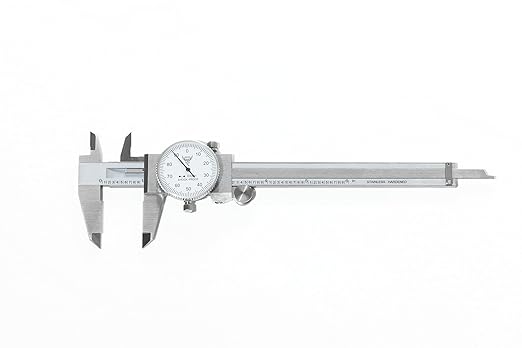 PEC Dial Caliper 0-6 Inch, Stainless Steel Precision Measuring Tool with Shock-Proof Dial, High Accuracy ±0.001"