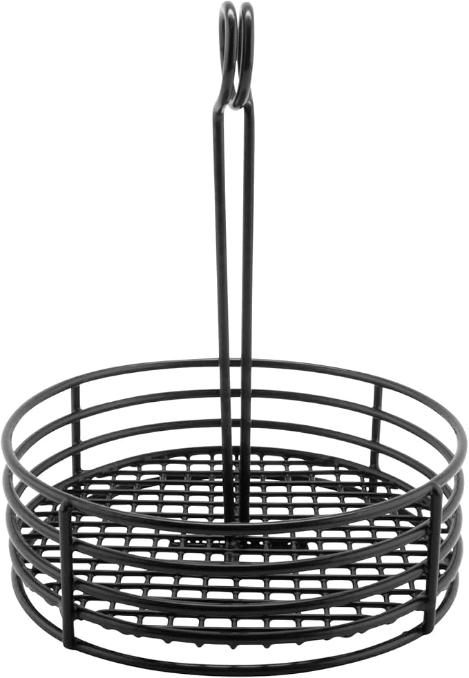 G.E.T. 4-31855 Black Round Stainless Steel Condiment Caddy Iron Polyethylene Coated Table Caddies Collection (Case of 12)