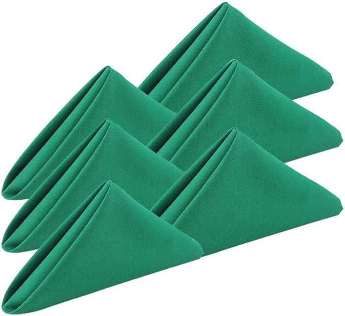 Christmas Green Cloth Napkins Set of 6,100% Cotton Dinnner Napkins,18 x18 inch,Thick Cloth Napkins 18x18 inch,Christmas Decorations in Door,Healthy,Easy Care, Washable(Emerald Green)