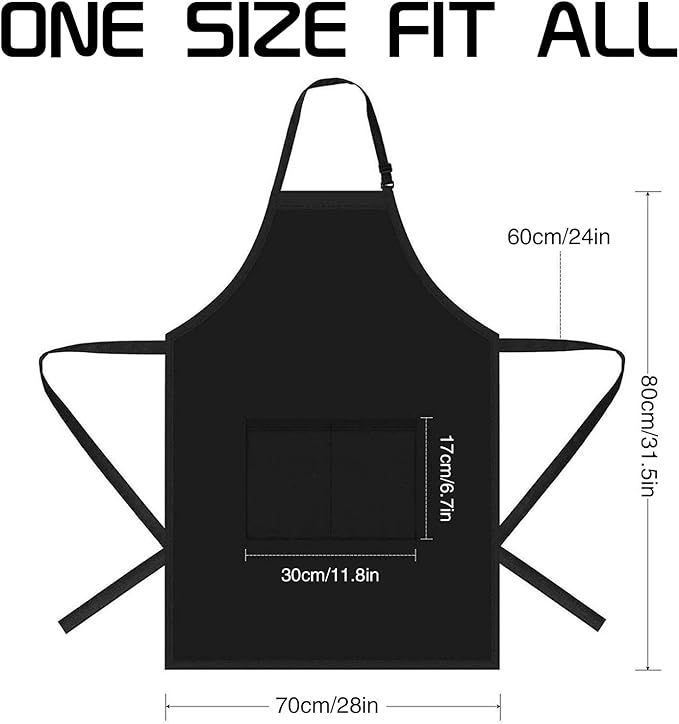 ZOORON Funny Black Chef Aprons for Men Adjustable BBQ Grill Kitchen Cooking Aprons with Pockets, Grill Accessories