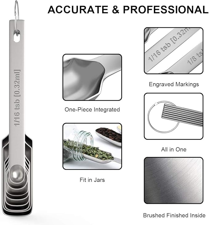 Wildone Measuring Cups & Spoons Set of 21 - Includes 7 Stainless Steel Nesting Cups, 8 Measuring Spoons, 1 Leveler & 5 Mini Measuring Spoons, Ideal for Dry and Liquid Ingredients