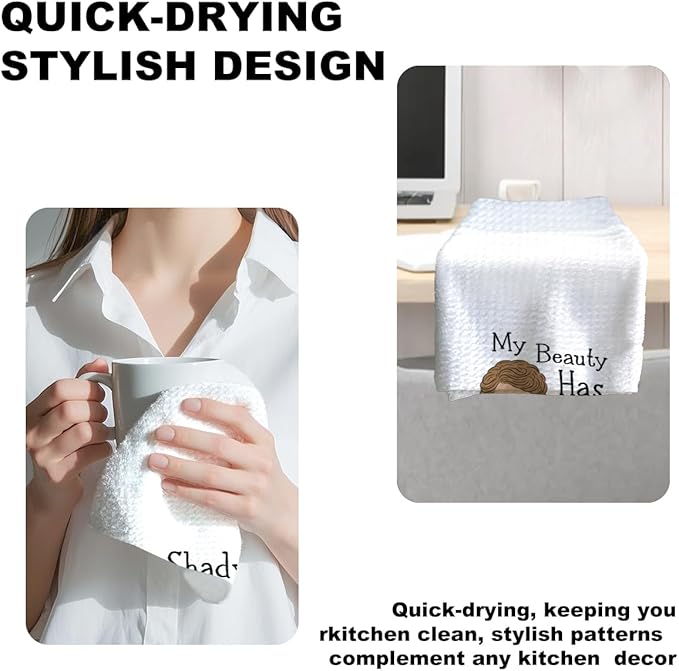 Jztco 4 Pcs Golden Girls Kitchen Towels 24x14 Inch, Golden Girls TV Merchandise Hand Towel, Funny Waffle Weave Hand Towels for Kitchen Home Decor, Girl Gifts for Women Mom
