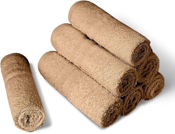 100% Cotton Washcloths 60 Pack|700 GSM|Soft Face & Body Washcloths|Highly Absorbent|12 x 12 Inches|Coffee