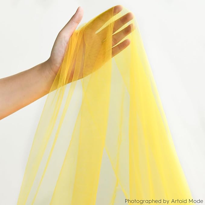 Artoid Mode Yellow Gauze Table Runner 120 Inch 10FT, Seasonal Sheer Kitchen Dining Holiday Wedding Birthday Baby Shower Table Decor for Home Party