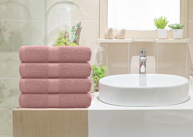 DAN RIVER 6-Pack Premium Hand Towels (16x28 Inches) - 100% Cotton, Ultra Soft, Lightweight, Highly Absorbent Towels for Bathroom, Spa, Gym, Salon, Hotel, and Travel - Dusty Pink