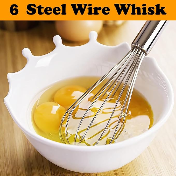 Polly Online Stainless Steel Whisk Set, 3 Packs Balloon Whisk for Cooking, Whisking, Blending (8",10",12")