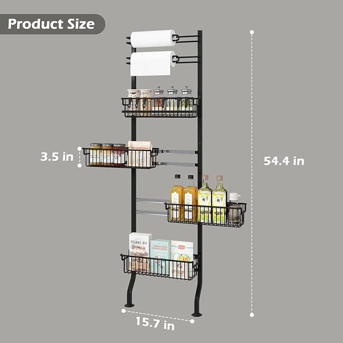 BUKFEN 6-Tier Slim Corner Shelf, Spice Rack Next to Fridge Slim, Narrow Storage Cabinet Organizer for Kitchen, Bathroom