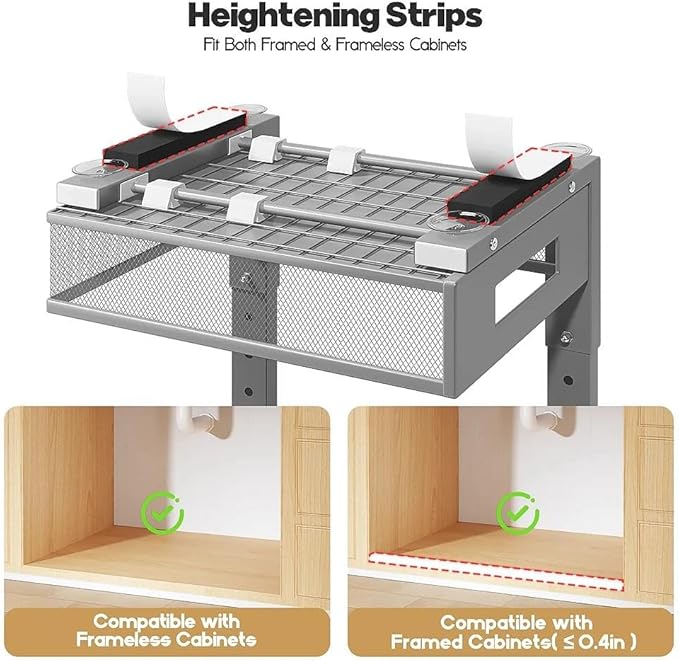 Under Sink Organizer, 2-Tier Dual Pull Out Cabinet Organizer Drawers With Smooth Circular Rail,Large Capacity Metal Mesh Sliding Shelves For Bathroom& Kitchen Storage,Height Adjustable–Gun Gray,1 Pack
