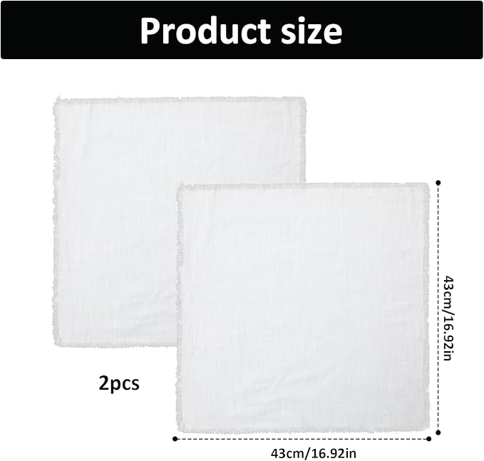 17 X 17 Inches White Placemats Set of 2 Table Mats Set of 2, Farmhouse Cotton Linen Place Mats Home Kitchen Decor Placemats Dining Table for Wedding, Anniversary, Daily Use Washable Easy Clean