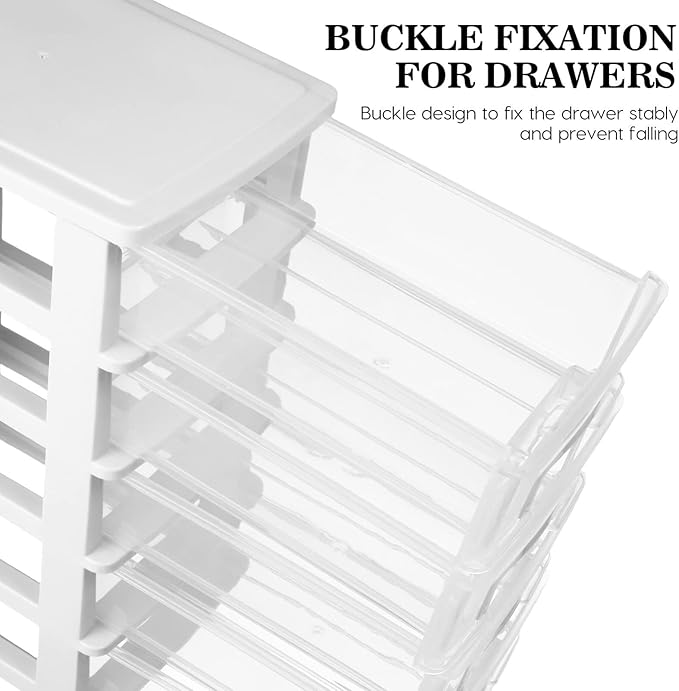 Cabilock 5-Drawer Plastic Storage Cabinet Clear Desktop Organizer Portable Office Storage Case for Craft Supplies and Stationery