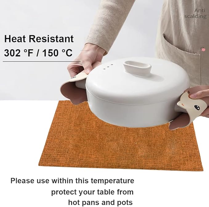 Weabetfu Cloth Placemats Set of 4 Heat Resistant Dining Table Placemmats Cotton Linen Machine Washable Kitchen Table Mats Wrinkle Free Thick Fabric Place Mats,Easy to Clean,13" x 19"