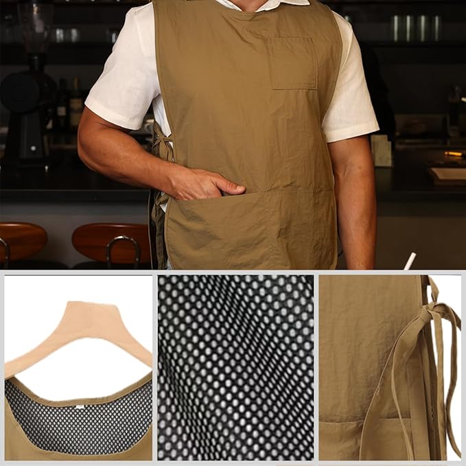 Chef Apron-Cross Back Apron for Men Women with Adjustable Straps and Large Pockets,Canvas
