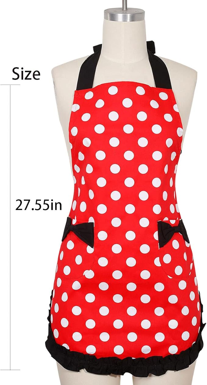 RosieLily Retro Aprons for Women with Pockets Vintage Apron Kitchen Apron for Cooking Baking Cute
