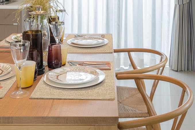 homing Cotton Linen Placemats Set of 6, Cloth Washable Farmhouse Dining Table Mats for Indoors & Outdoors, Easy to Clean, Linen, 13 x 19 Inch