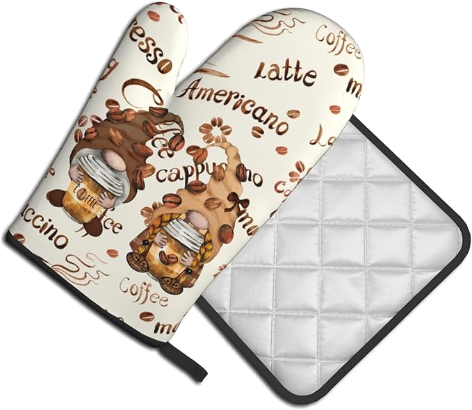 Funny Pink Cute Cats Oven Mitts and Pot Holders Heat Resistant Oven Mitts Safe for Baking Cooking BBQ