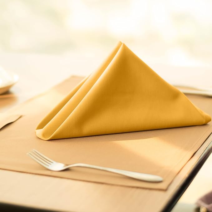 Yellow Cloth Napkins Set of 6,Made of 100% Cotton,18x18 inch,Nostalgic Table Decorations, Soft,Comfortable and Reusable (Mustatrd)