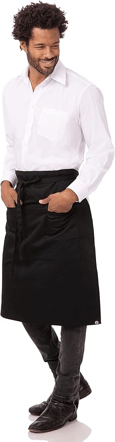 Chef Works Unisex Reversible Server Apron, Black, One Size