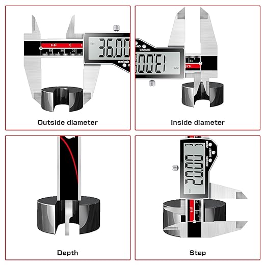 Digital Caliper Electronic Caliper Measuring Tool Precision Digital Vernier Caliper Inch/Millimeter/Fraction Measurement Micrometer for Jewelry - Metal Metric Measure Caliper for Engineer Carpenter
