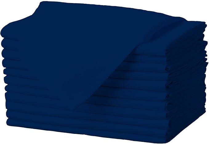Gee Di Moda Cloth Napkins - 17 x 17 Inch Navy Blue Dinner Napkins - Set of 12 Soft & Absorbent Washable Fabric Cloth Table Napkins with Hemmed Edges for Hotel Restaurant, Holiday Parties & Wedding