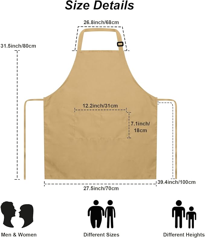 15 Pcs Adult Aprons Bulk with Pockets Adjustable Bib Chef Apron for Women Men Painting Cooking Crafting (S/L)