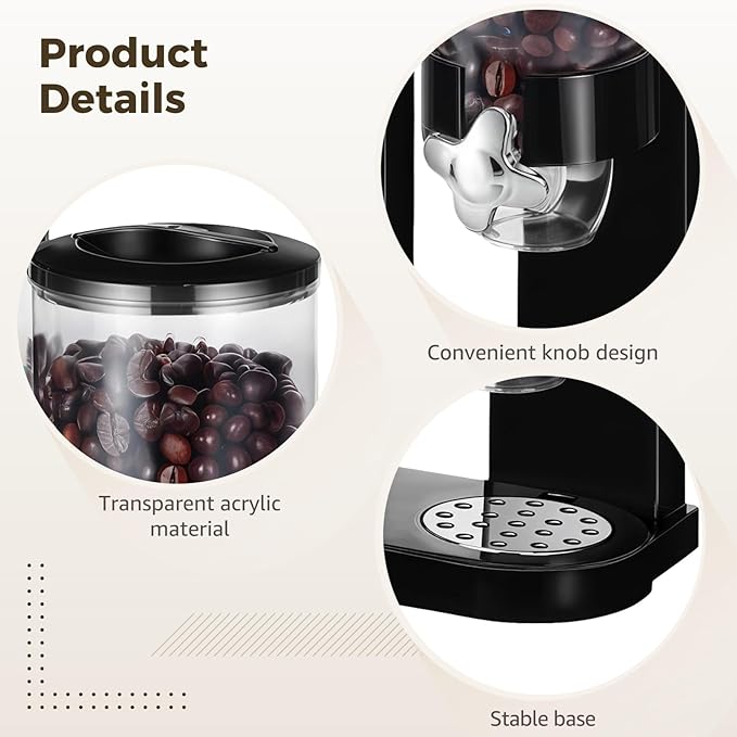 Triple Food Dispenser, 3 Pack 2L/67oz Cereal Dispenser Countertop, Cereal Containers Storage Airtight, Rotating Black Plastic Dry Food Dispenser, Candy Dispenser for Cereal, Rice, Candy, Coffee Beans
