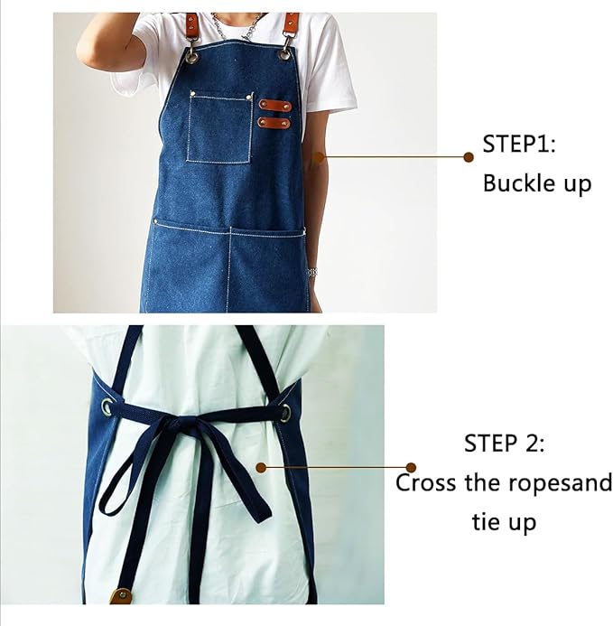 Aprons For Women Men With Pockets 2 Pcs,Kitchen Waterproof Hair Stylist Linen Bbq Tool Canvas For Adults Apron