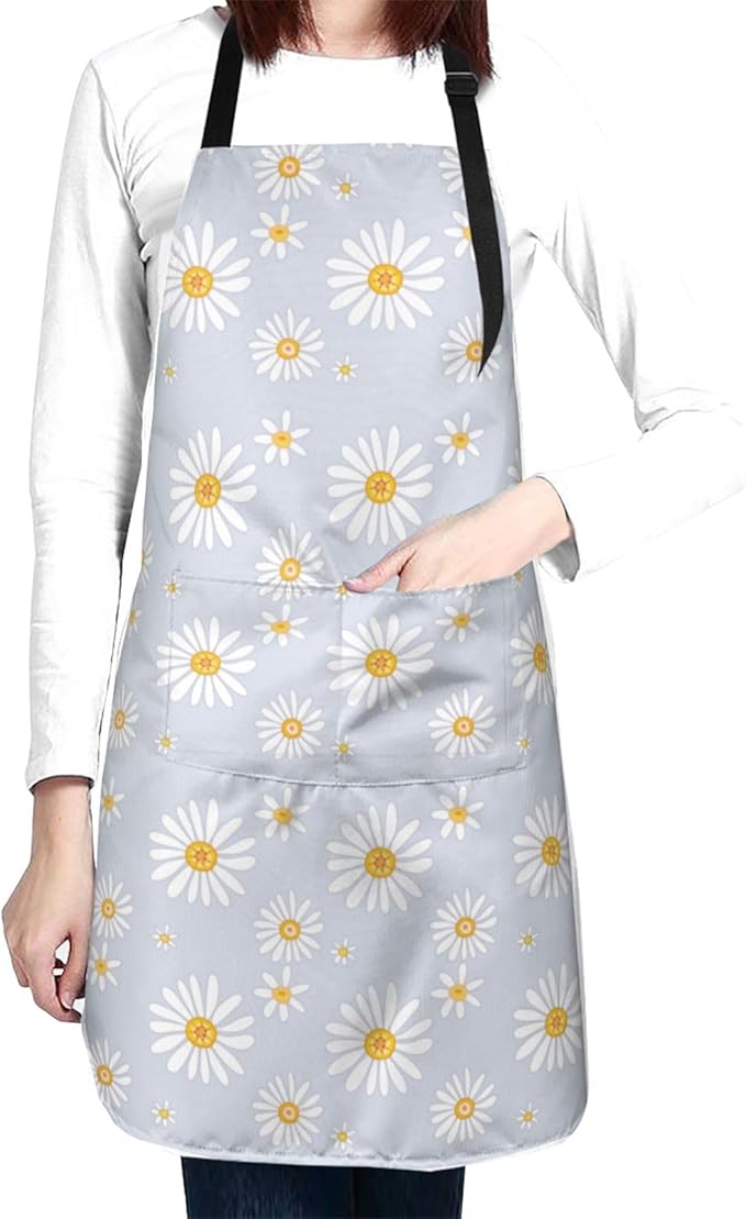 Perinsto Waterproof Apron With 2 Pockets Kitchen Chef Aprons Bibs For Cooking Baking Painting Gardening Grooming