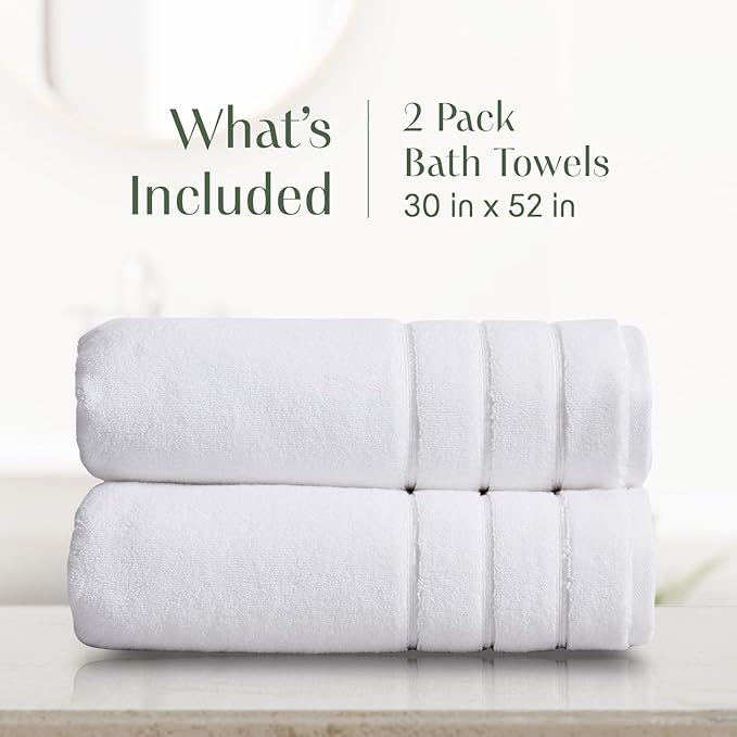 Springtree Home Luxury Turkish Cotton Bath Towels | 100% Turkish Cotton | Premium Bath Towels | Ultra Soft Thick Plush & Highly Absorbent | Luxury Hotel & Spa Quality Bathroom Towels | Alpine White