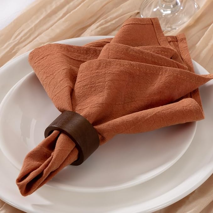MLMW Terracotta Cloth Napkins Set of 6 Linen Dinner Cotton Spring Easter Napkins Cloth Bulk Washable Napkins16×16" for Wedding Party Baby Bridal Shower Birthday Table Decor