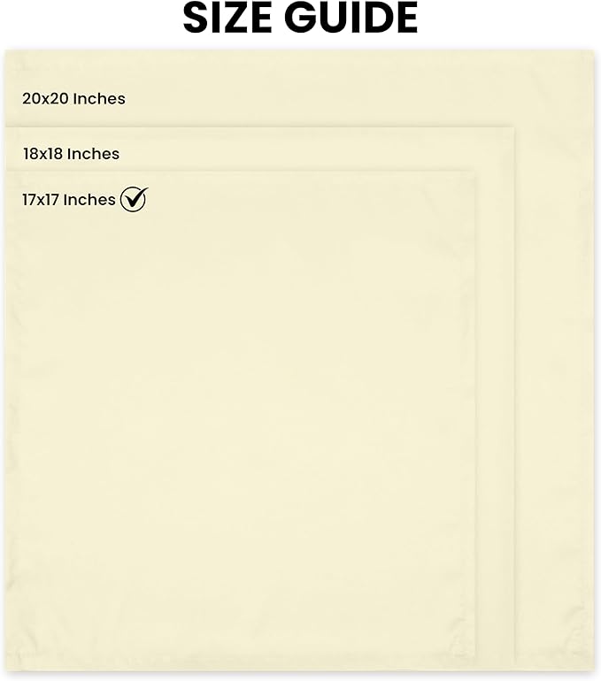 Utopia Home [24 Pack, Ivory] Cloth Napkins 17x17 Inches, 100% Polyester Hemmed Edges, Washable and Reusable Ideal for Parties, Weddings and Dinners