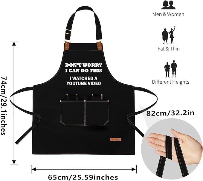 Baking Apron for Men Women,Funny Apron Baking Gifts with 2 Pockets for Men Women BBQ Grilling,Adjustable Cooking Kitchen Work Waterproof Bib Apron Thanksgiving Christmas