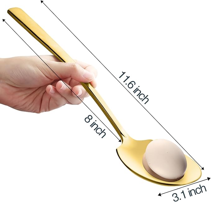 Large Serving Spoons Set Stainless Steel 12 Inch Slotted Spoon and Serving Spoon Serving Utensils for Buffet Catering Dishwasher Safe(1 Spoons, 1 Slotted,Gold)