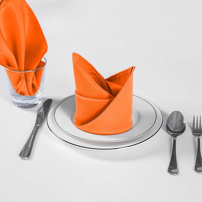Cloth Napkins 20x20 inch Washable Polyester Dinner Napkins Soft Table Napkins for Wedding Party Dining Banquet(PurpleOrange,50PCS)