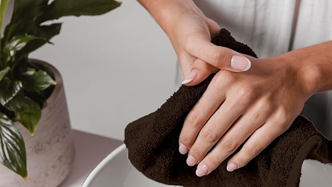 Avalon Towels Cotton Washcloths 24-Pack – 12 x 12 Inch Brown Super Soft & Absorbent Ring-Spun Cotton Wash Cloths for Face, Bath, Spa, Gym, Hotel & Cleaning